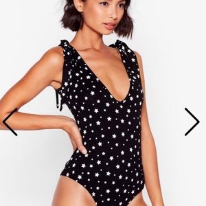 Nasty Gal Star Print Bodysuit NWT